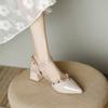 2025 Summer New Rivets Niche Pointed Head Temperament Thick Heel Bag Head Gentle and Comfortable High Heel Single Shoes Sandals Women