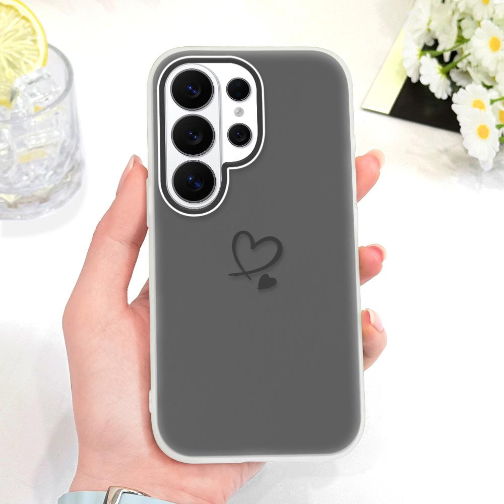 Простой Чехол-Сердечко для Телефона Samsung Galaxy S26 S25 S24 S23 Plus Ultra 5G Конфетного Цвета