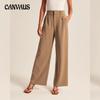 Весенние и летние женские брюки с драпировкой, тонкие однотонные брюки с высокой талией и широкими штанинами, повседневные костюмные брюки