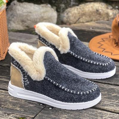 Женские зимние утепленные с мехом полусапоги до середины икры на толстой подошве, противоскользящие, прочные, повседневные спортивные хлопковые ботинки