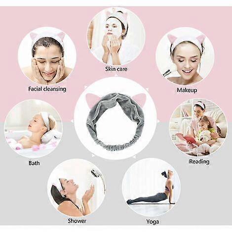 Elastic Makeup Headbands With Cat Ears, 3 Pieces