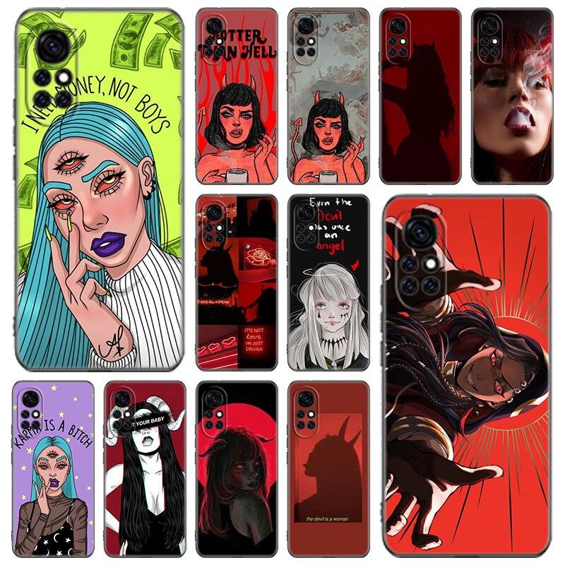 Эстетический чехол для телефона Devil Woman для Huawei Honor 60 50 SE 30S Mate 30 20 10 Lite 40 Nova 9 8 Pro Y60 8i 7i 7SE 5T Premium Cover