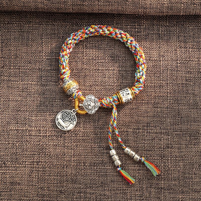 Дизайн тибетский плетеный ручной браслет ретро этнический стиль нишевый Сицзан браслет мужской и женский экзотический стиль Гочао аксессуары