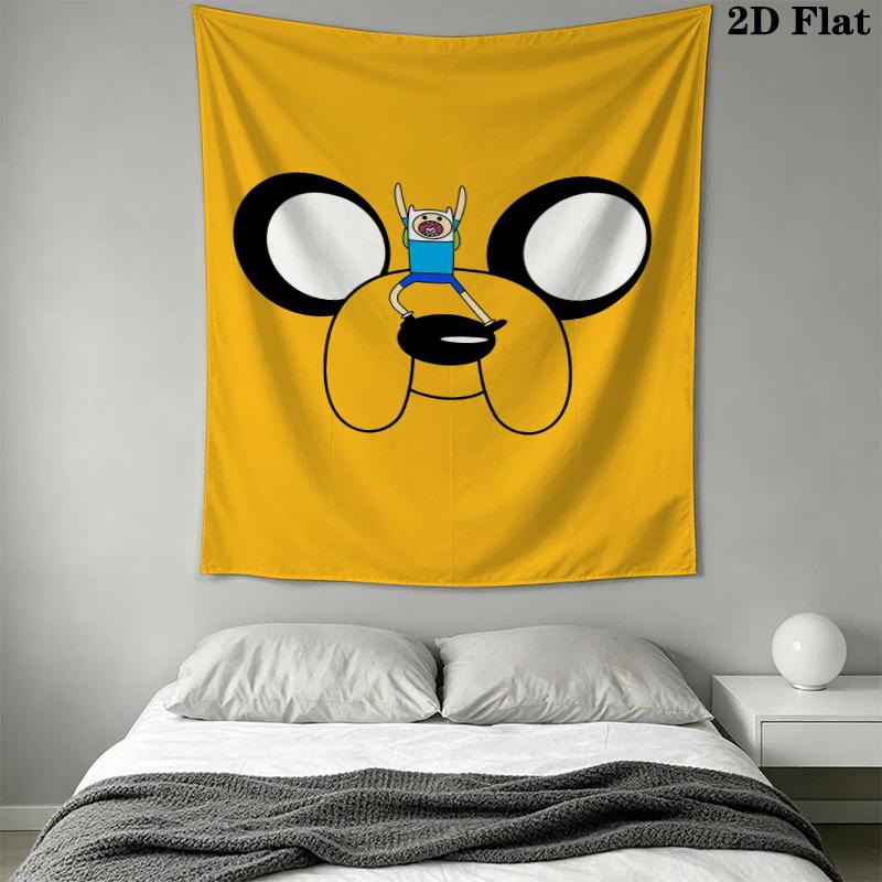 Adventure Time anime Wall Tapestry Aesthetic Wall Hanging Printed Fabric Blanket Decorative Tapestries for Bedroom Living Room Home Decor