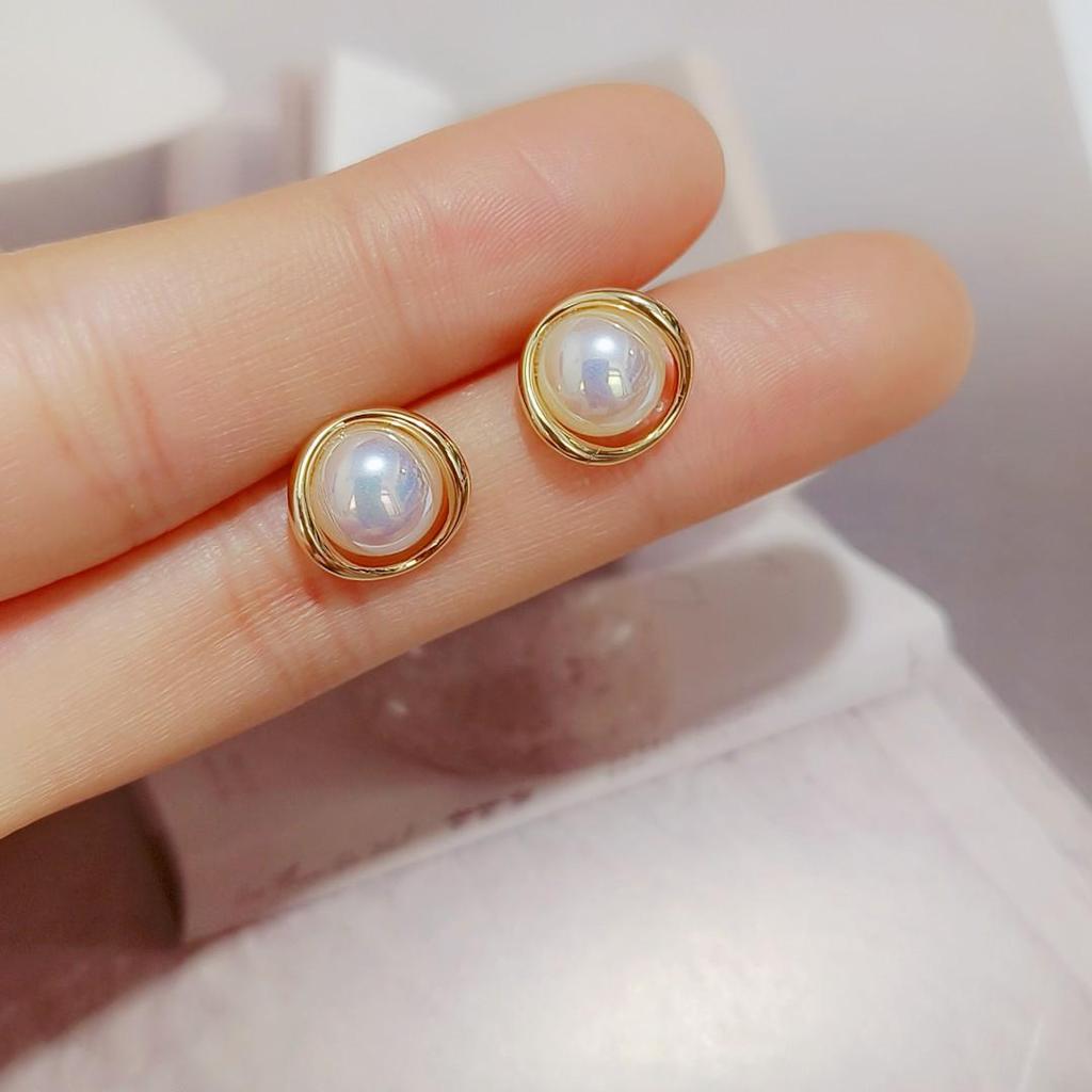 Изящные серьги-кольца с жемчугом 925 пробы для женщин - Дизайн в стиле японской и корейской легкой роскоши
