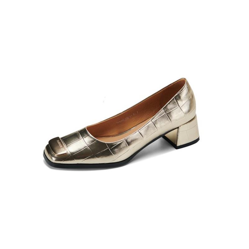 Модные туфли на толстом каблуке, женская повседневная обувь, квадратные каблуки, женские свадебные туфли на каблуках 35-40, повседневные туфли без застежек на каблуках 2024 года