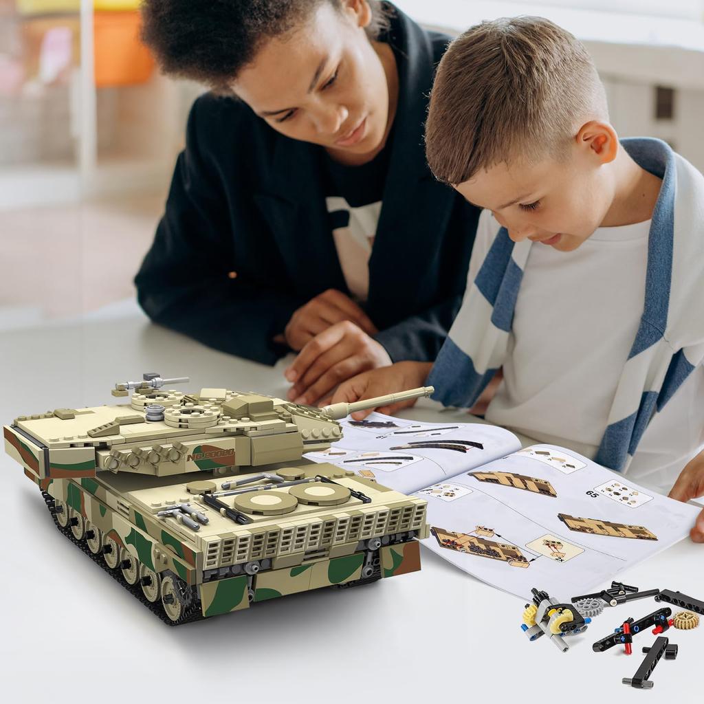 Mold King 20020 High-tech MOC Leopard 2 Tank Building Blocks Toys, набор военных транспортных средств Building Blocks, электрические Building Blocks с пультом дистанционного управления