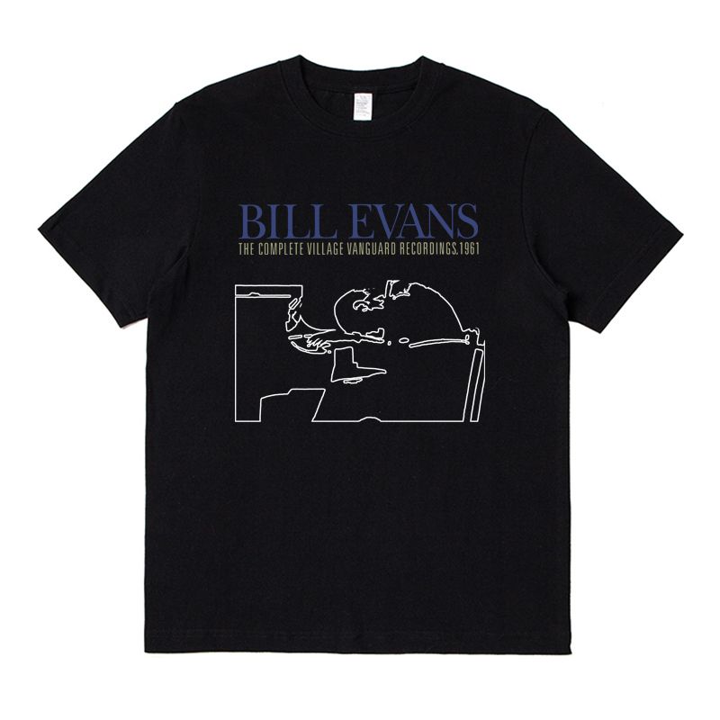 Summer 2025 Printed Pure Cotton Loose Top Jazz Piano Bill Evans Short-sleeved T-shirt