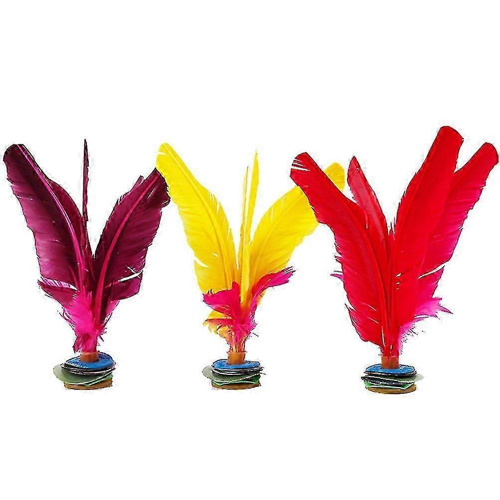 3pcs Funny Kick Feather Shuttlecocks Foot Sports Toy Playing Games Student Kicking Shuttlecock for Students (Red and Yellow and Wine Red)
