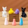 DIY Cat Figurines Handmade Small Vase Cute Miniature Figurines