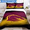 3PCS Brisbane Broncos Bedding Set 2D Printing (Includes 1 Duvet Cover + 2 Pillowcases Coreless), Bedroom decor,Fan gift