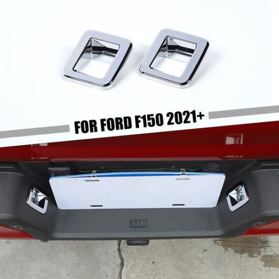 Exterior Rear License Plate Light Lamp Decor Cover Trim For Ford F150 21+ Chrome