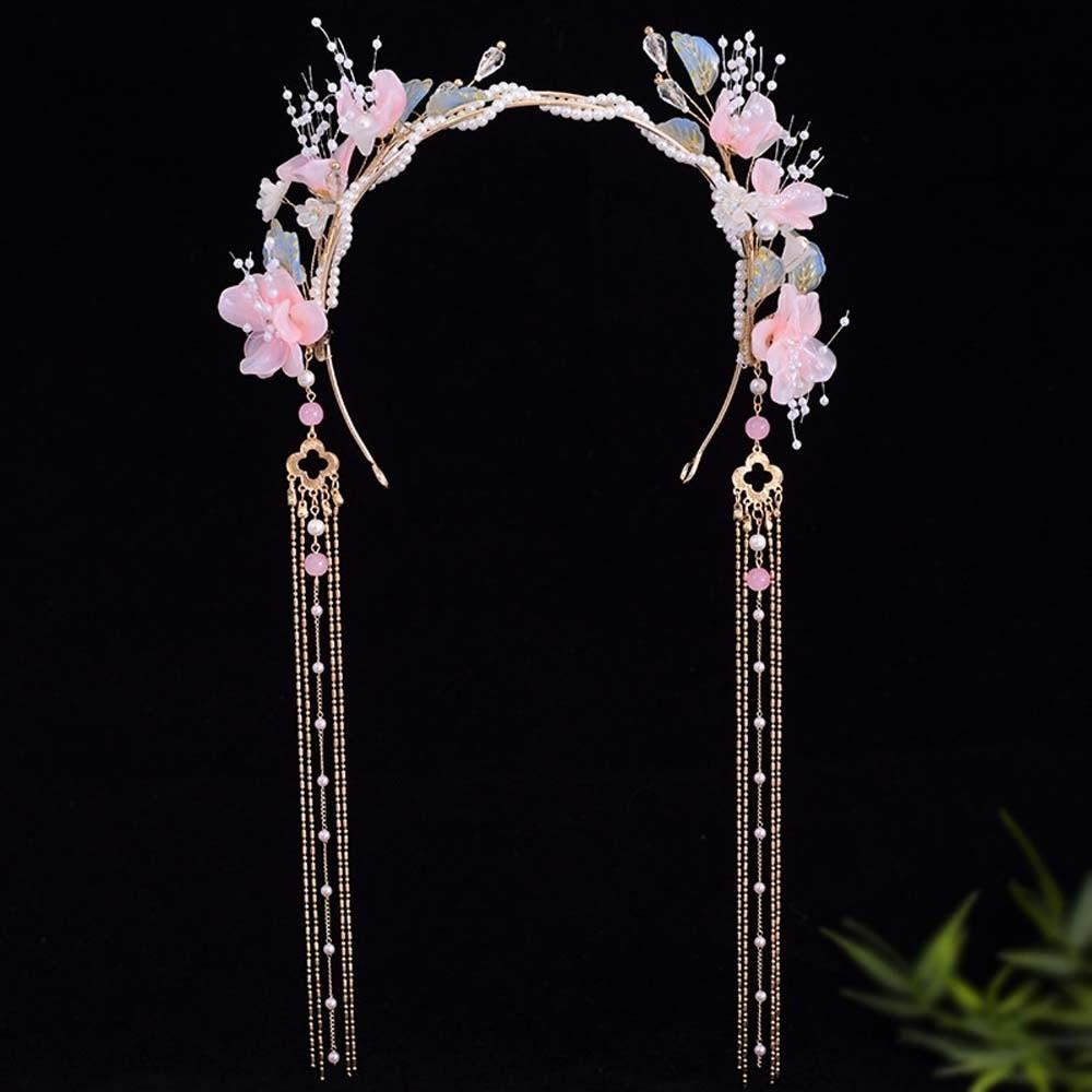 Crystal Hanfu Tassel Hair Hoop Beads Swaying Fairy Headwear Chinese Ancient Hairband  Betrothal