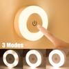 LED Night Lights Touch Sensor Night Lamp USB Rechargeable Magnetic Base Wall Lights Round Portable Dimming Bedside Light Decor