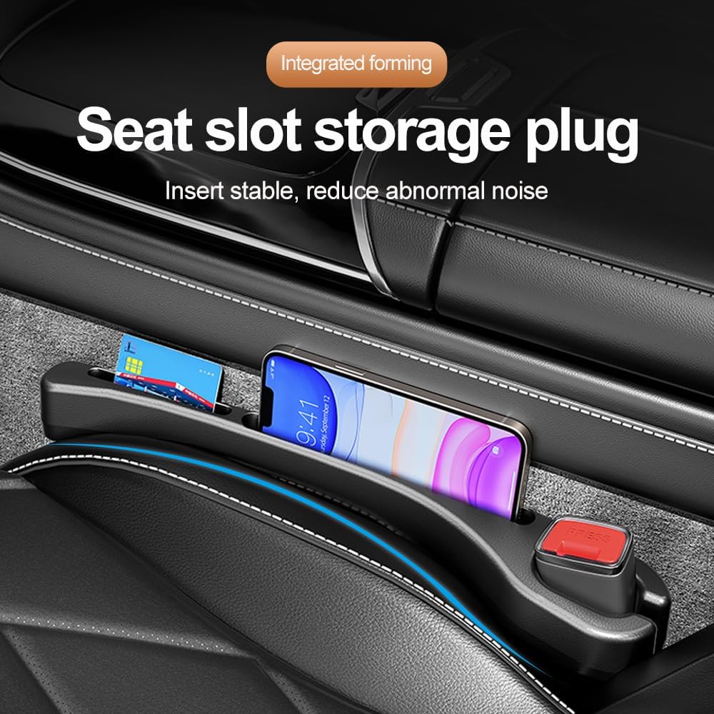 2PCS Car Seat Gap Filler With Phone Holder,[New Upgrade] Multi-Function Car Side Seat Gap Filler For Prevent Items Falling,Universal Car Seat
