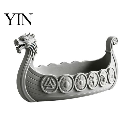 Functional Resin Art Decor Dragon Boat Storage Case, Decorative Space Saving Desktop Small Trinket Dish for Entryway Organizer, Matte Finish Sculpture