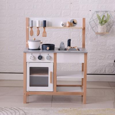 OSJ Play House Cooking Play Set Декоративный Мини Обучающий Рождественский День Рождения для Детей Кухня, Деревянный, Посуда, В комплекте, Полка, Кухня,