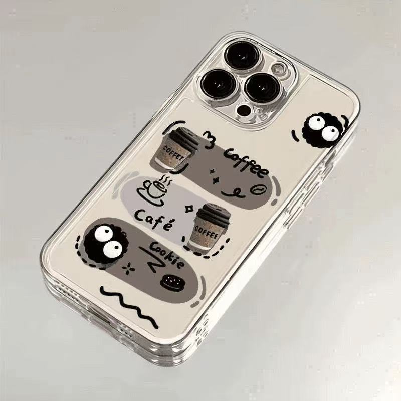 Кофейные брикеты из угля подходит для чехла для мобильного телефона iphone15promax прозрачный Apple 16 противоударный 14pro Япония и Корея 13/12
