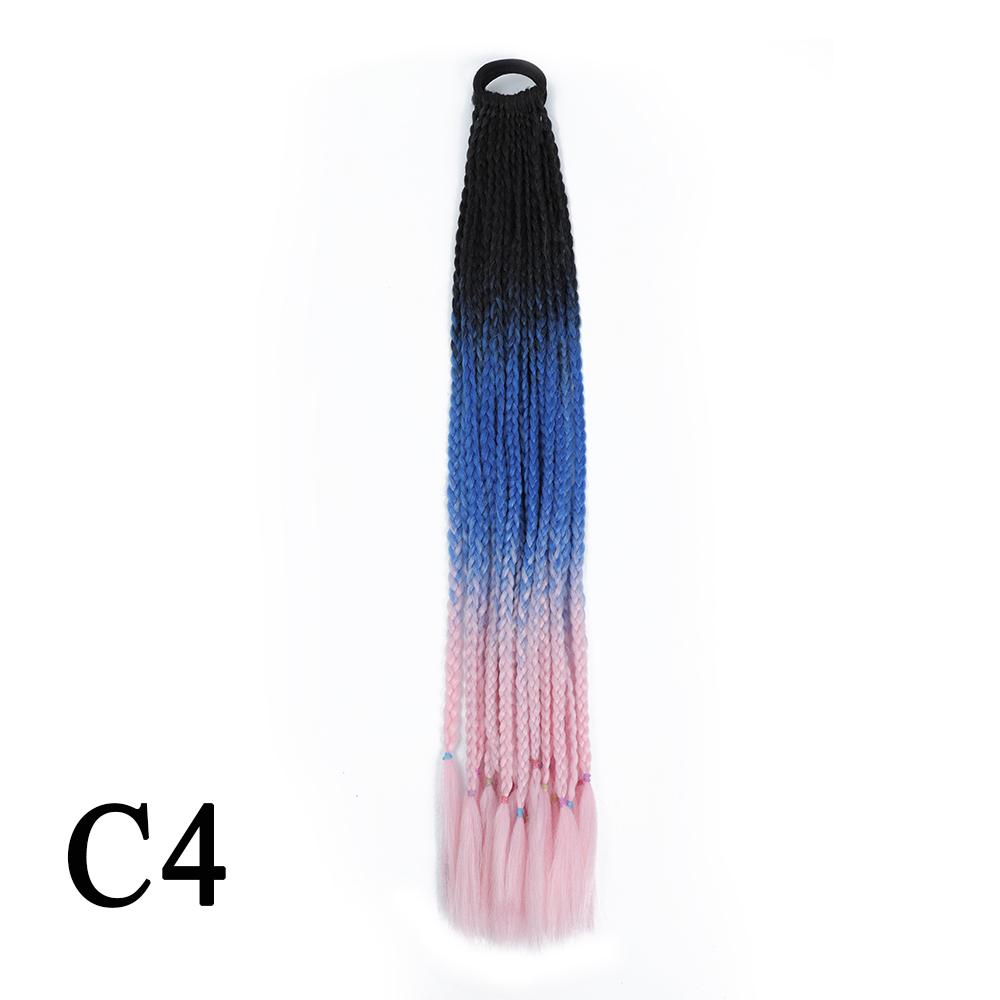 Плетеный хвост с резинкой, черный плетеный хвост ручной работы из термостойкого волокна, шиньоны с конским хвостом для девочек