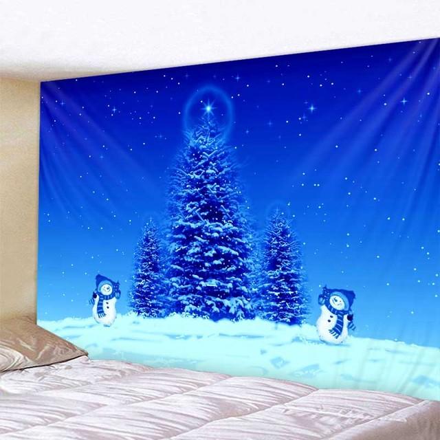 Рождественская снежная сцена Рождественская елка гобелен настенный Санта-Клаус Лось эстетика украшение комнаты украшение стены дома
