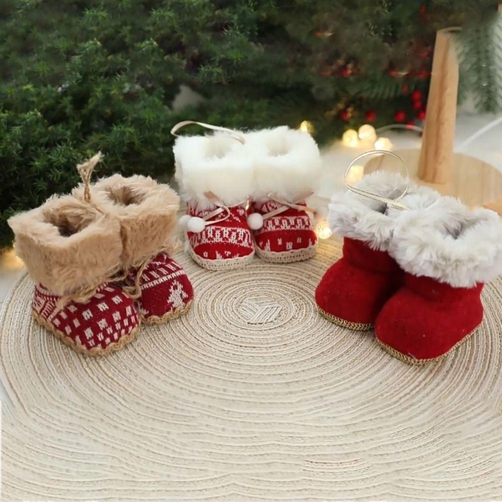 Plush/Cloth Christmas Boots Pendant Decorative Plush Christmas Tree Pendant Festival Party