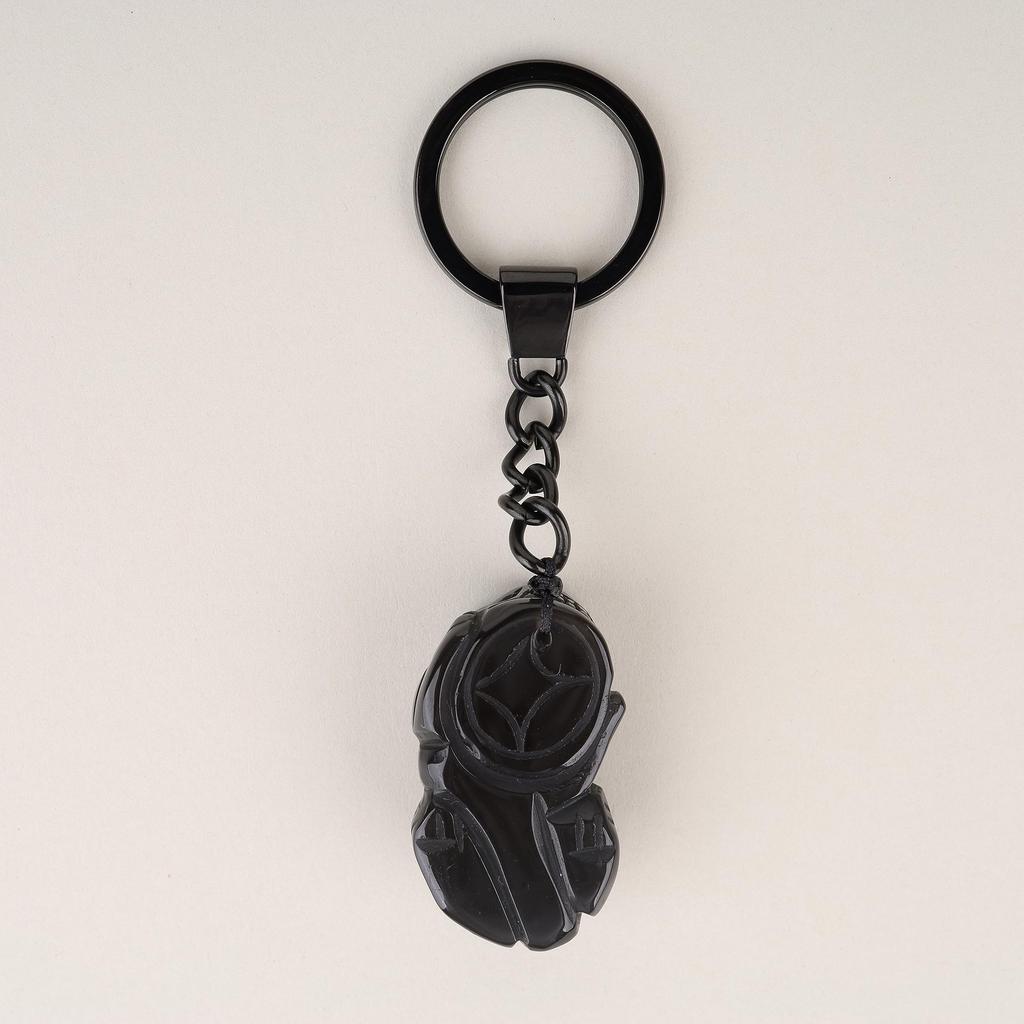 COAI Obsidian Pixiu Power Stone Keychain Chain for Money and Good and More (Hikyu) Wealth, Luck,