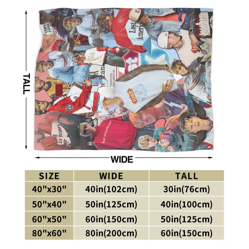 MGK Lost Americana Tour 2025-2026 Blanket Cozy Soft Throw Blankets for Sofa 50x60 Inch Multi-size Quilt