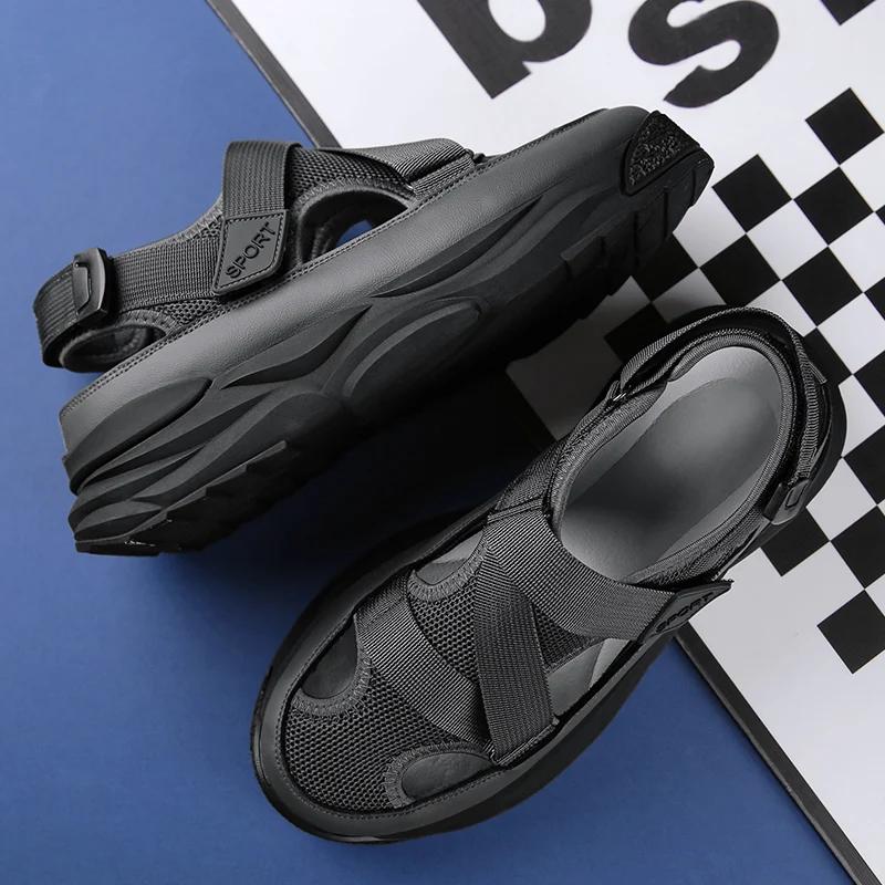 Fashion 2025 NEW Height Platform Street Male Shoes Non-slip Thick Soled Sports Slides Light Outdoor Hiking Shoes Summer Men's Sandals