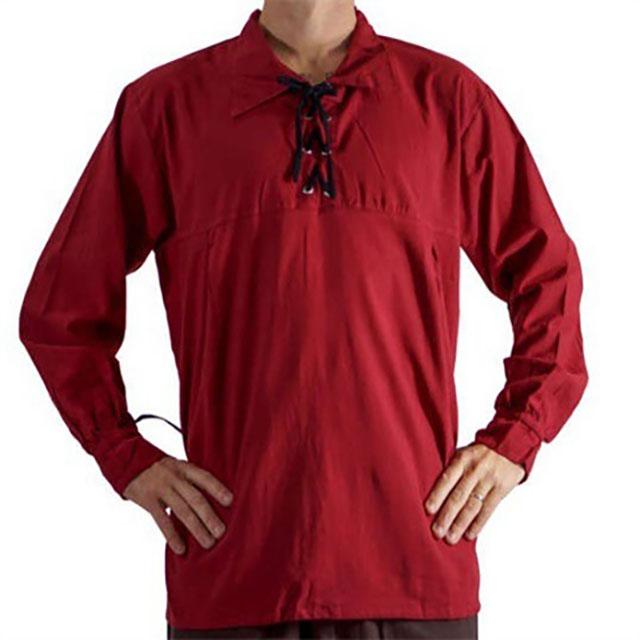 Винтажный Принц Вампиров Мужская Пиратская Рубашка Средневековый Костюм Ренессанса Негабаритных Бандажный Костюм с Пышными Рукавами Плюс Размер