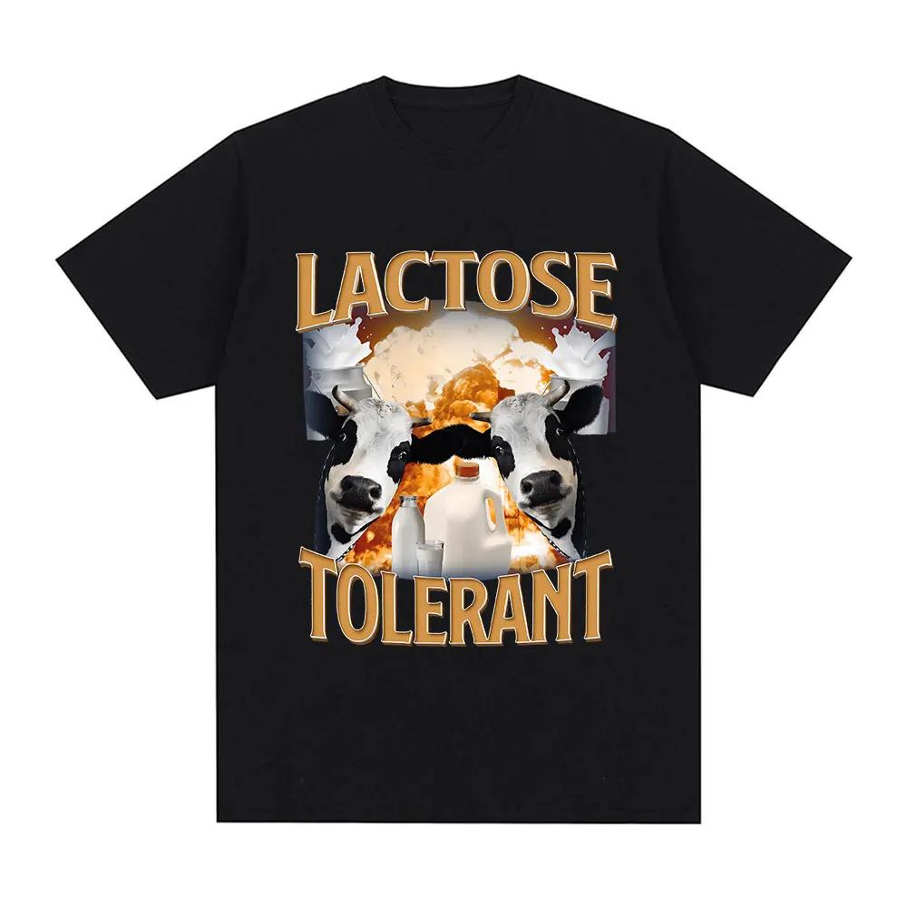 Lactose Tolerant Graphic Print T-Shirt Vintage Fashion Short Sleeve T-shirts 100% Cotton Casual Cozy Oversized T Shirts