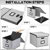File Storage Box with Lid Hanging Office Document Organizer Metal Handle Legal Letter Size Foldable File Storage Bin
