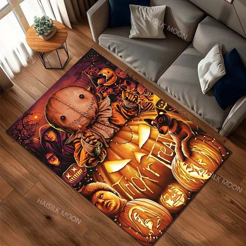 Horror Doll Halloween Decor Carpet for Living Room Bedroom Bedside Floor Mat Cloakroom Area Rug Creative Doormat for Gifts