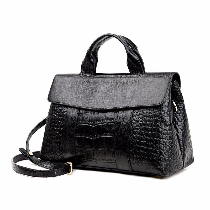 Leather Crocodile Pattern Handbag, Large-capacity Women's Bag, European and American Fashion, Versatile Crossbody Single-shoulder Women's Bag