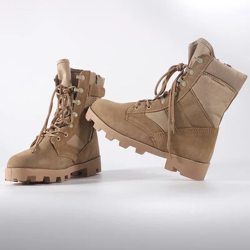 Ботинки на шнуровке, водонепроницаемые, дышащие, холст, камуфляжные, тактические, боевые, для пустыни, мужские ботинки
