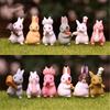 12Pcs Cute Garden Rabbit Ornament Mini Resin Cartoon Rabbit Desktop Decoration Home Gardening Flower Pot Landscape DecorCrafts