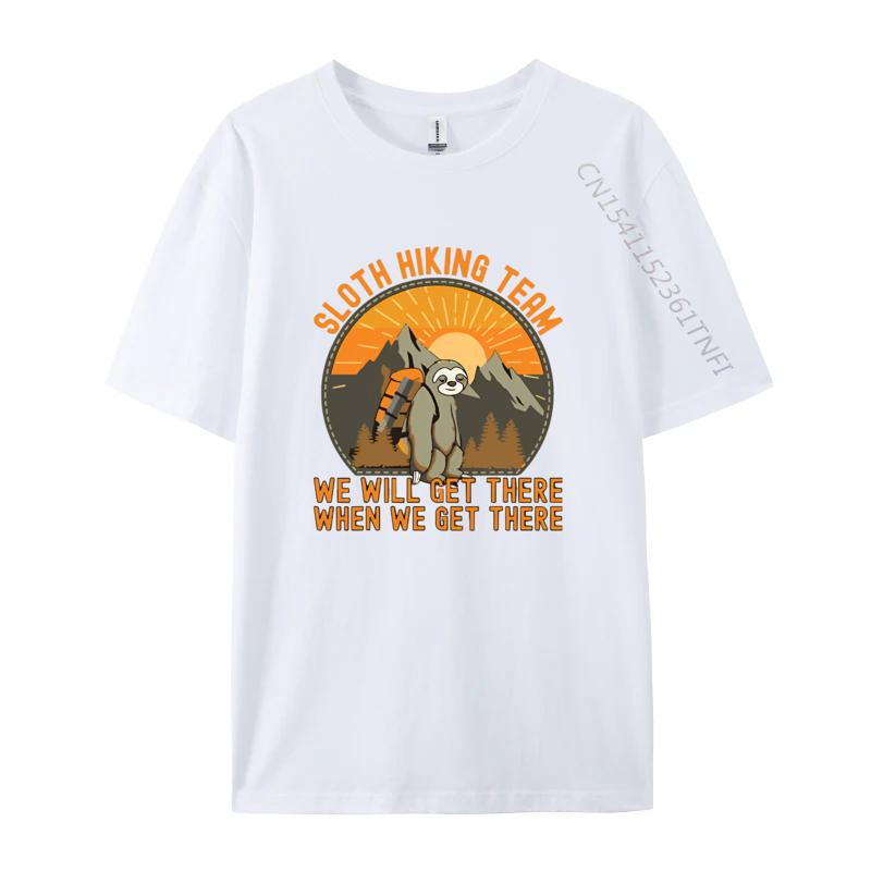 Retro Sloth Hiking Team We Will Get There Tshirt Graphic TShirt Normal High Quality Men Tops Tees Normal Cotton