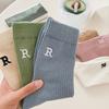 Женские весенне-осенние трендовые хлопковые носки-гольфы с вышивкой букв