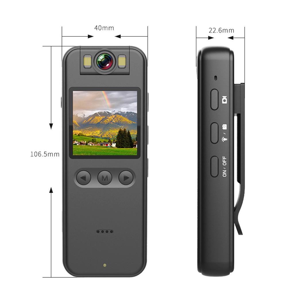 2K Body Camera with Audio and Video Recording Wearable Body Cam WiFi Camera Camcorder with 180 Degrees