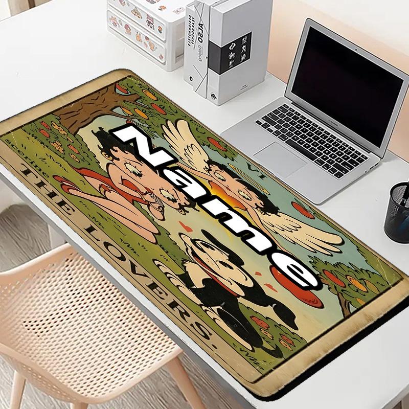 Custom Name Personalized Betty Boop Pattern Mousepad, Laptop PC Desk Mat, Decorative Desk Mat for Home Keyboard Pad Gift