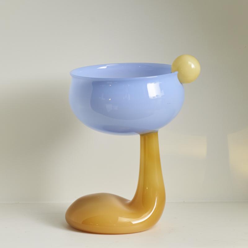 Бокал для вина из цветного стекла в скандинавском стиле, винтажный, миска для мороженого/хлопьев, стаканы, бокал, чашка из высокоборосиликатного стекла, посуда для напитков, барная посуда