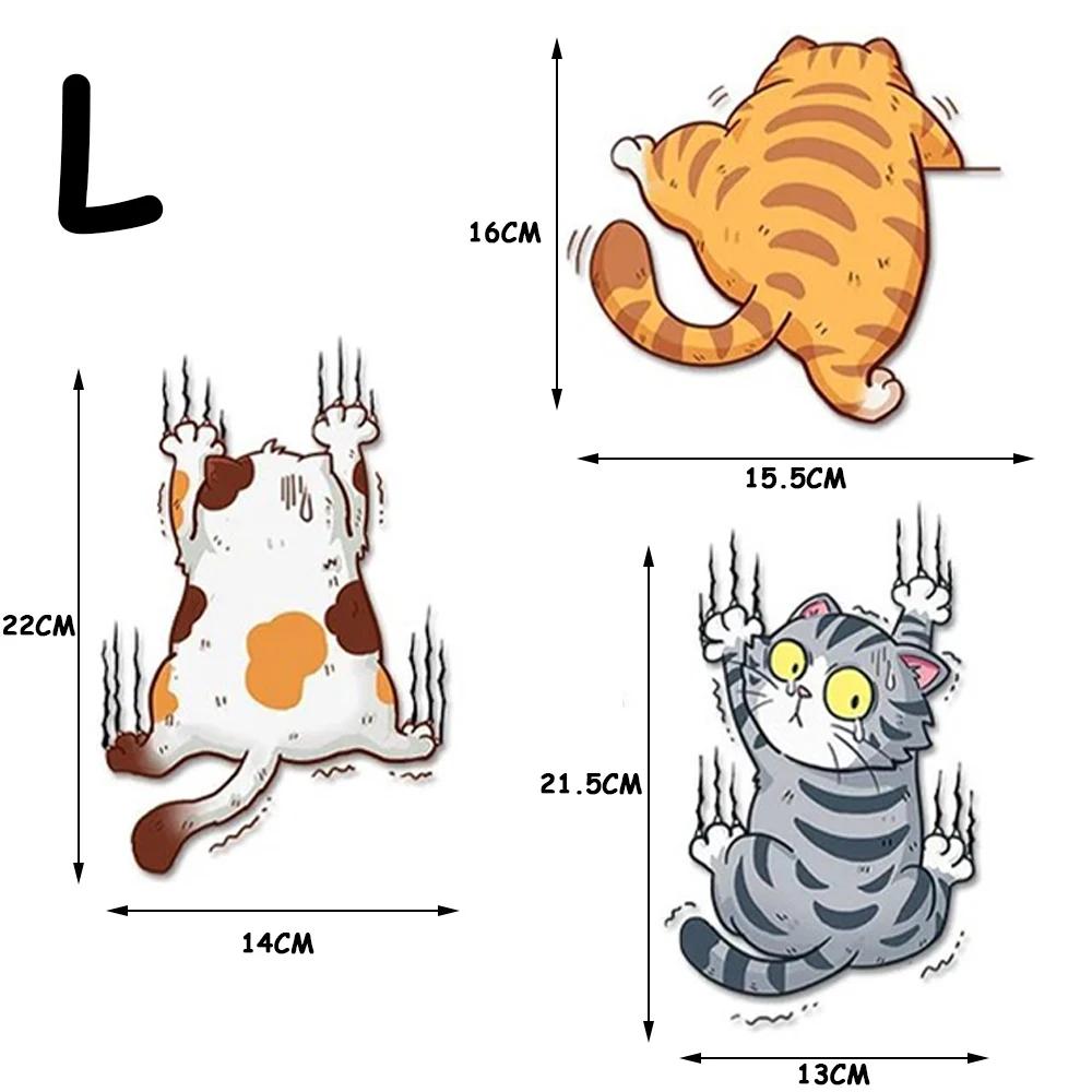 3pcs / Set Cute Pet Cat Car Sticker Climbing Cats Animal Styling Stickers Decoration Car Body Creative Decals Decor Accessories
