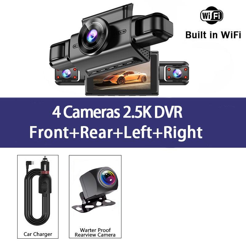 4-Channel 360 Degree Dash Cam For Cars WIFI APP Car DVR 2.5K 2560*1440P 4 Camera Lens Video Driver Recorder Rear View Camera