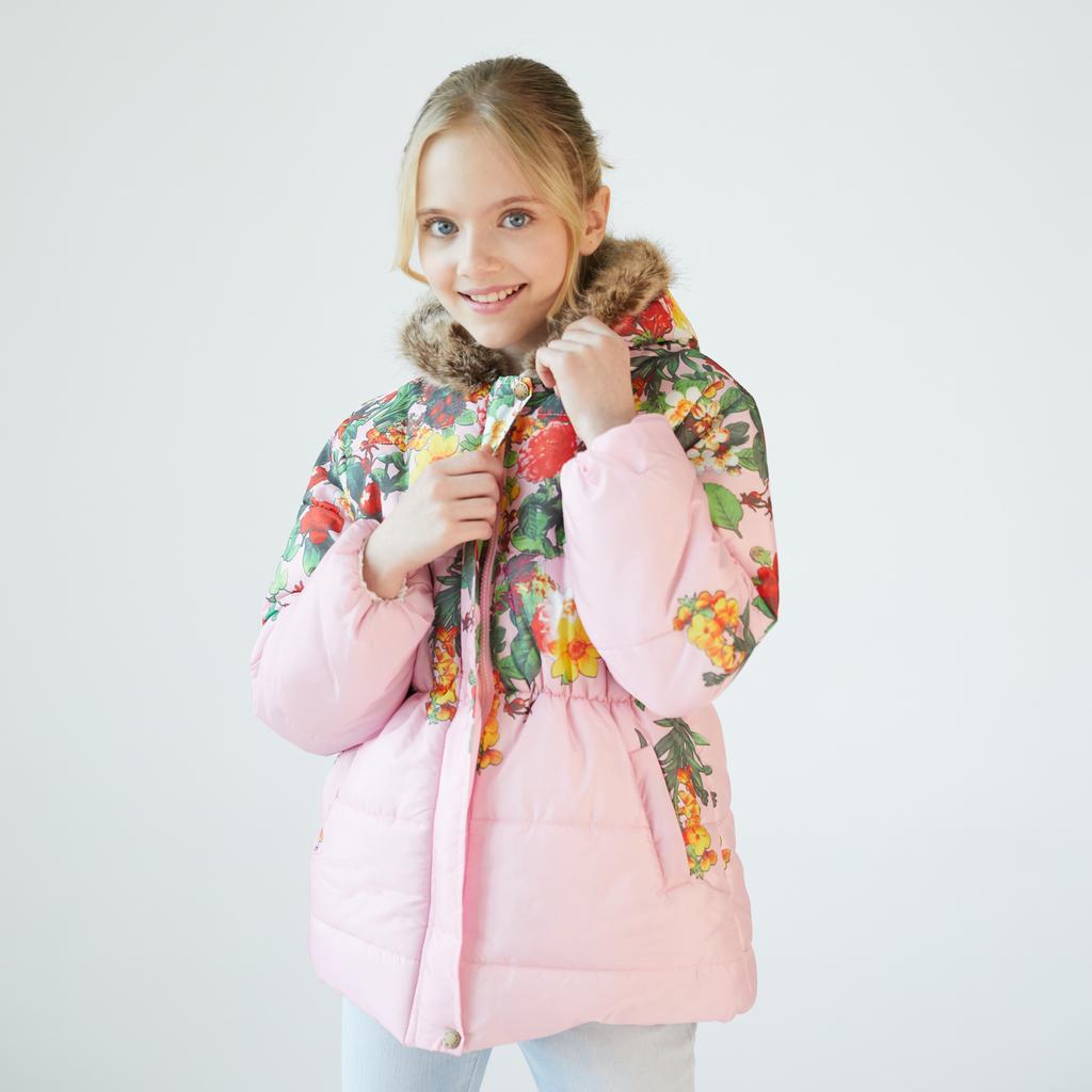 Children Cotton Coats Girls Winter Jacket Thickened Hooded Overcoat Warm Fashion Casual Printed Kids Cotton-padded Clothes