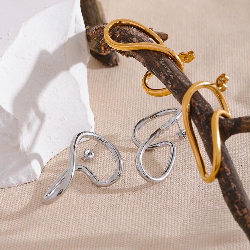 Eetit Минималистичные витые полые серьги-гвоздики из нержавеющей стали с геометрическим рисунком для женщин, персональные водонепроницаемые эффектные стильные ювелирные изделия