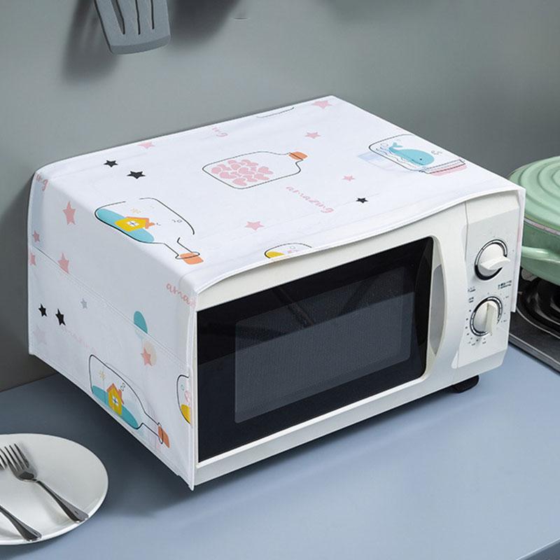 Пылезащитный чехол для микроволновой печи с карманом, многоразовый чехол для микроволновой печи с мультяшным дизайном для защиты от пыли и испарений на кухне и дома