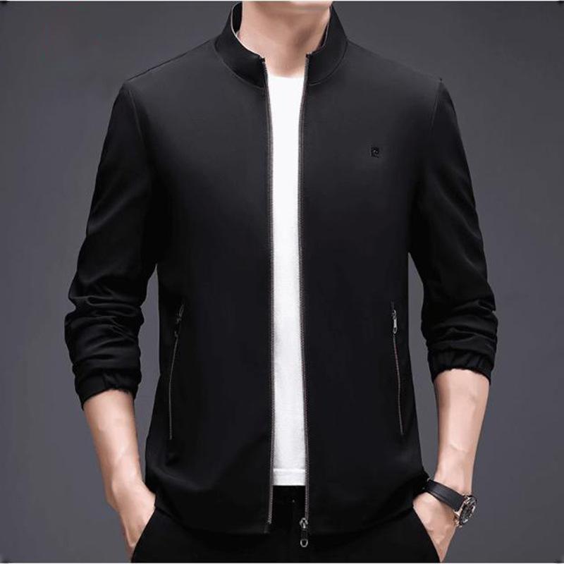 Куртка с воротником-стойкой, мужская, простая, новая, весна-осень, для пап среднего возраста, деловая, повседневная, на молнии, тонкая верхняя часть