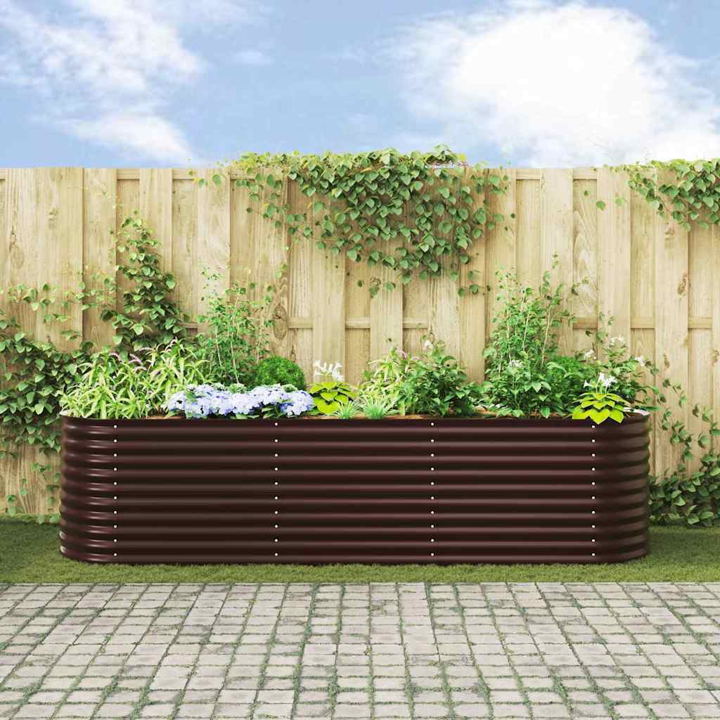 Elevated Planter Box Brown 320 x 80 x 81 cm Steel