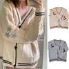 Winter Loose Cardigans Women Star Embroidered Tay Vintage Y2K Streetwear Autumn Single Breasted Long Sleeve Top Swift Knitted Sweaters
