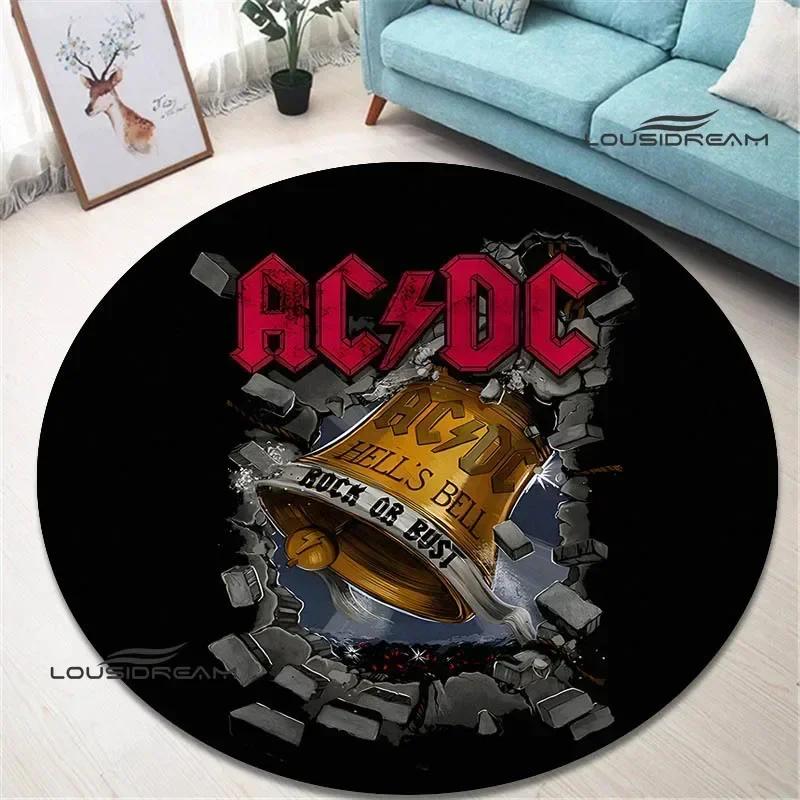 Rock band AC/DC retro printed round carpet bedroom beautiful carpet non -slip door pad floor mats area rug birthday gift