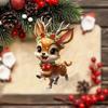 2D Acrylic Cartoon Fawn Christmas Tree Pendant Christmas Cartoon Cute Elk Hanging Decorations  New  Gifts Party Decor